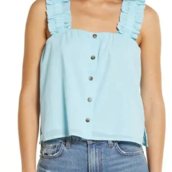 Ruffle Strap Cotton Tank Top - Picture 2 of 5